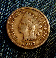 1907 US indian  Head  PENNY Coin USA 1 one Small Cent COPPER