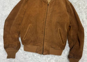 Schott Suede Bomber Jacket Leather Blouson Size 42 color Brown fashion outer - Picture 1 of 8