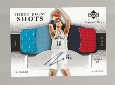 2005-06 Sweet Shot Three Point Shots Pau Gasol Auto Jersey /16 Memphis Grizzlies - Image 1 of 2
