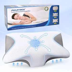 Neck Pillow for Pain Relief Adjustable Cervical Pillow  Neck Memory Foam Pillows - Picture 1 of 10