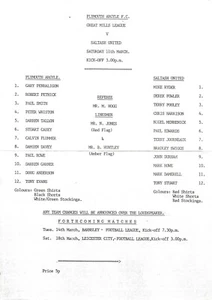 PLYMOUTH ARGYLE V SALTASH UNITED ~ GREAT MILLS LEAGUE ~ 11 MARCH 1989 - Picture 1 of 1