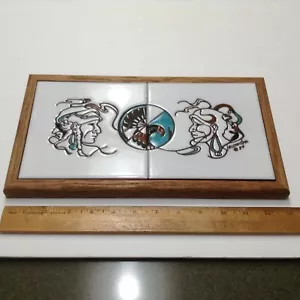 Teissedre (2) Framed Ceramic Tile "Early Americans" w/ Phoenix, '84, BOLD Lines - Picture 1 of 10