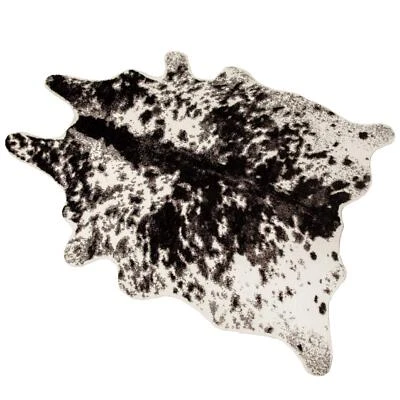 Faux Cowhide Rug Black and White Cow Print Area Rug Large Animal Hide Carpet ... - Image 1 of 4