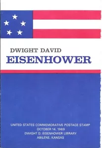#1383 First Day Ceremony Program 6c Dwight Eisenhower Stamp w/2 auto and Library - Picture 1 of 4