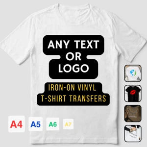 Custom Heat Transfer Iron On Vinyl Decal Any Name Word Or Logo For T-Shirt - Picture 1 of 8