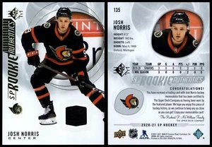 Josh Norris #135 SP Rookie Authentics 2020-21 UD Jersey Patch Relic Parallel - Picture 1 of 1