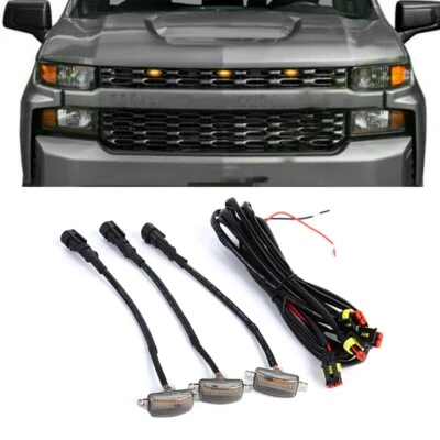 for Chevy Silverado 1500 Front Grille Amber Lens LED Lamp Running Marker Lights - Image 1 of 4