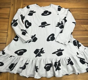 Omamimini Sz 12 Cats and Hats Ruffle Dress Girls Cloud EUC Cutecore - Picture 1 of 7
