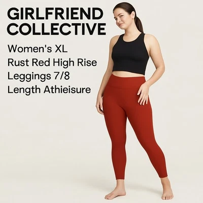 Girlfriend Collective Women's XL Orange High Rise Leggings 7/8 Length Athleisure - Image 1 of 4