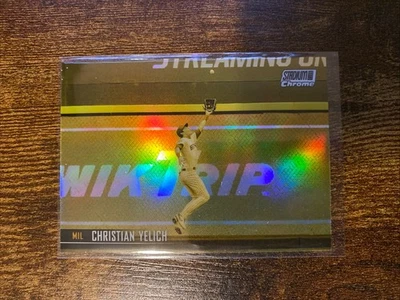 2021 Stadium Club Chrome Christian Yelich Gold Minted Refractor #209 Brewers  - Image 1 of 2