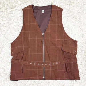 Kaptain Sunshine Belted Cotton Linen Silk Vest Brown Used JAPAN - Picture 1 of 12