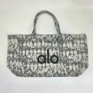 ALO Yoga Gray Tie Dye Large Canvas Tote Bag Gym Travel 13"x26" - Imagen 1 de 5