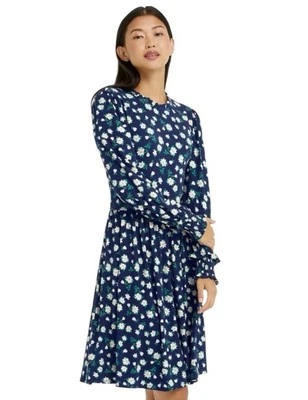 Draper James Womens Floral Print Kitty Knit A Line Dress Navy Blue Size Medium - Изображение 1 из 4