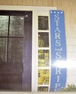 NEU Patriotic STARS & STRIPES Canvas Tür BANNER blau & weiß 10 3/4" x 69" - Bild 1 von 2