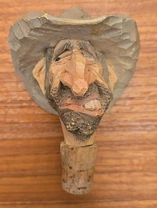 Tapón de botella vintage Chris Hammack Spit n Whittle cabeza tallada 1988  - Imagen 1 de 11