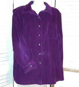LL Bean Damen Tunika Oberteil XL Lila Weite Wale Cord Shirt Shacket - Bild 1 von 9