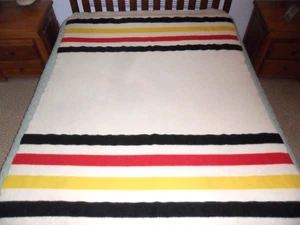 VINTAGE PENDLETON MILLS WOOL GLACIER PARK STRIPED BLANKET 100% VIRGIN WOOL 56×80 - Picture 1 of 15