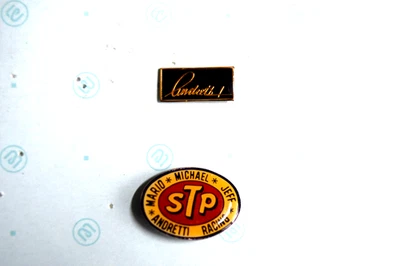 2 -Mario, Michael, Jeff  Andretti STP & Signature Hat Pins RARE! - Image 1 of 2