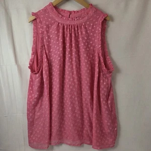 Torrid Women's Top Pink Heart Clip Dot Sleeveless Lined Mock Neck  Size 3 - Picture 1 of 6