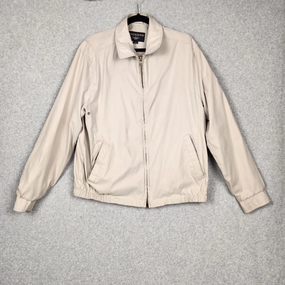 Dockers Jacket Mens Large Full Zip Lined Bomber Classic Pockets Nylon Blend - Image 1 of 4