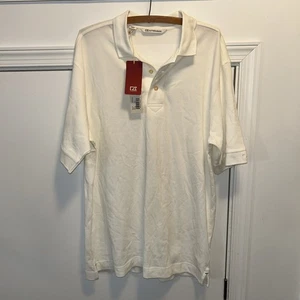 Men's Cutter & Buck 100% Cotton Golf Polo Shirt SZ L White Preppy - Picture 1 of 11