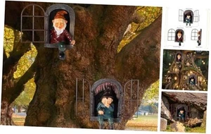 2 Pieces Gnome Statue Elf Out The Door Tree Hugger Garden Peeker Yard Art Tree - Picture 1 of 8