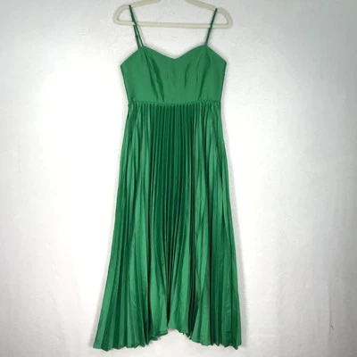 Nicole Miller Dress Small Midi Satin Flowy 90s Slip Cruise Party Kelly Emerald - Image 1 of 4