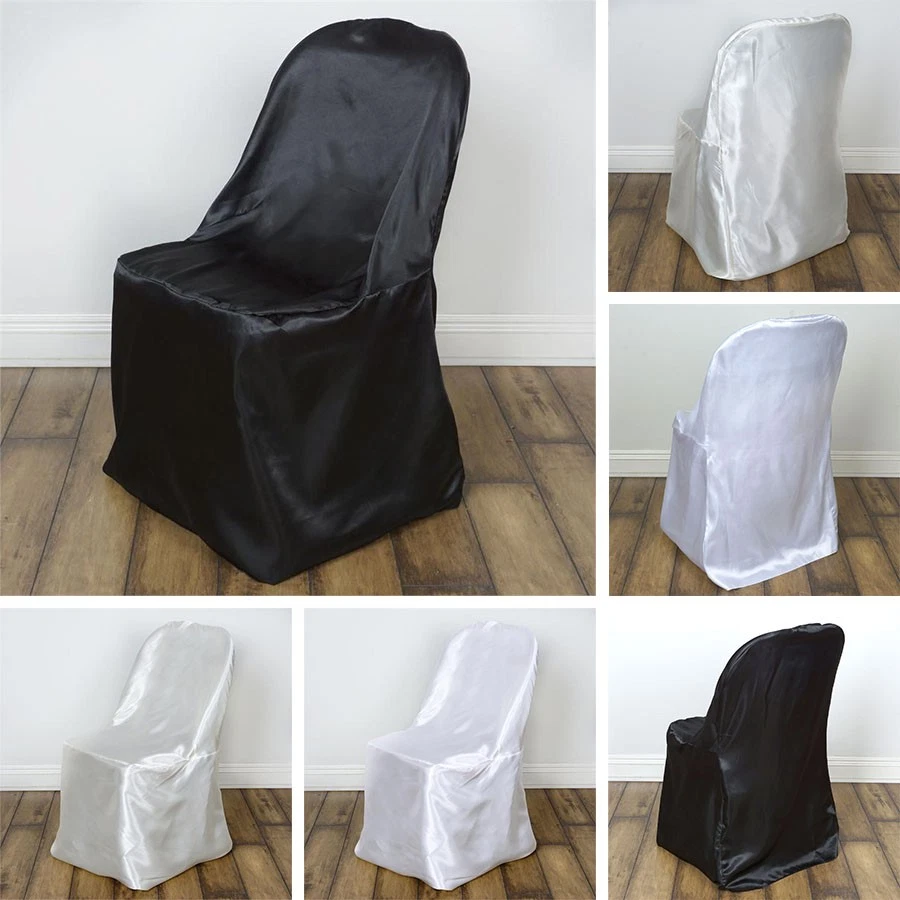 25 piezas CUBIERTAS DE SILLA PLEGABLES DE SATÉN Fiesta Banquete Catering Decoraciones Foto 1 de 1
