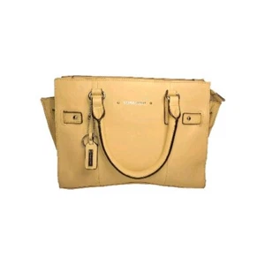 NEW Tignanello Pebbled Leather Double Handle Purse Bag Butter Yellow  Key Chain  - Picture 1 of 14