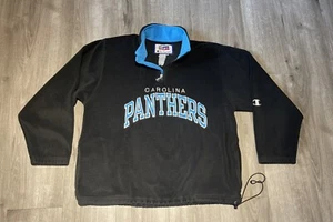 Vintage Champion NFL Pro Line Carolina Panthers Football 1/4 Zip Fleece Jacket L - Picture 1 of 10