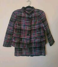 Talbots Rainbow Plaid Nubby Tweed Wool Blend Blazer Jacket & Skirt Sz 4 Petite 