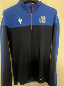 MENS LARGE MACRON BATH RUGBY BLUE AND BLACK LONG SLEEVE TRAINING TOP/SHIRT - Picture 1 of 4