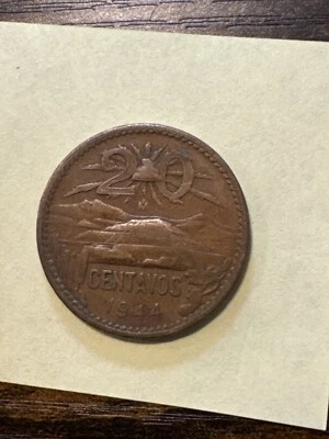 Mexico 1944 20 CENTAVOS Bronze Coin Pyramid of the Sun - Image 1 of 2