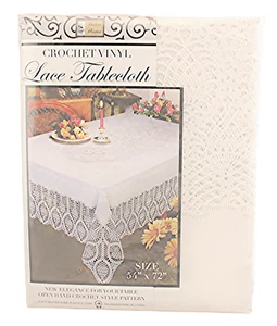 Crochet Vinyl Lace Tablecloth 54 wide X 72 " Long White Dining Formal - Picture 1 of 2