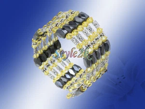 Magnet Halskette Armband Bernstein Gelb Kristall 36" Fußkettchen Hals Kragen Geschenk - Bild 1 von 4