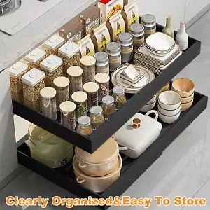 2pcs Kitchen Slide Out Cabinet Shelf Pull Out Drawer Storage Soft Close - Picture 1 of 9