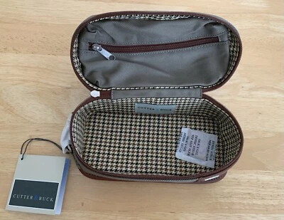 Bolsa de viaje para hombre Cutter & Buck de lona caqui/cuero adornos artículos de tocador ¡NUEVA CON ETIQUETAS! Foto 1 de 4