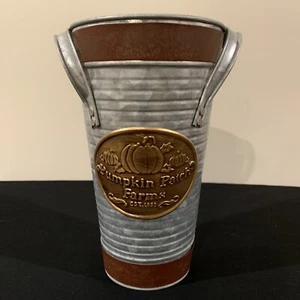 Galvanized Metal w/ Antique Copper Accents Decorative Can/Fall Decor. 8 1/2” - Picture 1 of 7