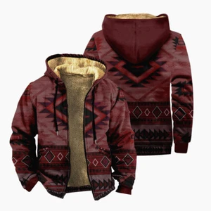 Herren Folk Grafikdruck Fleece gefüttert Reißverschluss Hoodie Jacke Pullover Unisex Erwachsene - Bild 1 von 10