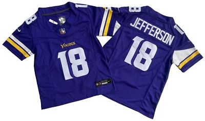 YOUTH Justin Jefferson #18 Vikings FUSE Purple Sewn Stitched Jersey.