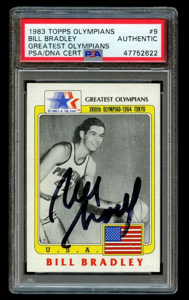 Bill Bradley #9 signed autograph 1983 Topps Greatest Olympians Card PSA Slabbed - Image 1 of 1