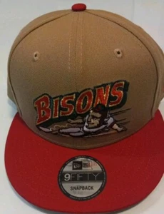 Buffalo BISONS MILB New Era 9fifty Snapback Hat Beige-red. Very Rare Collectible - Picture 1 of 7