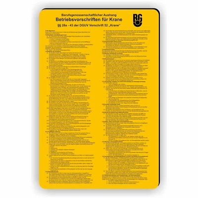 FASSBENDER-DRUCK SCHILDER Kranvorschriften Schild / Aufkleber D31