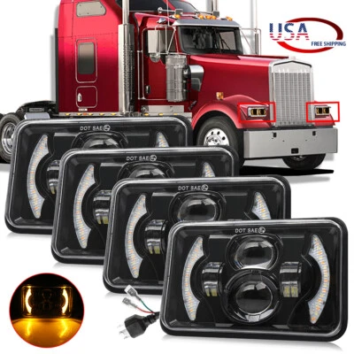 Faros LED Turn Singal DRL de 4x6"" para Peterbilt 379 378 Freightliner FLD120 Foto 1 de 4