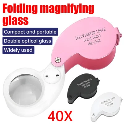 10X 20X 30X 40X Pocket Jewelry Magnifying Glass Coin Loop Loupe-Eye Magnifier  - Image 1 of 4