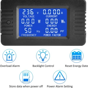 100A AC Digital Power Wattmeter Monitor Spannung Voltmeter Amperemeter LCD Panel - Bild 1 von 14