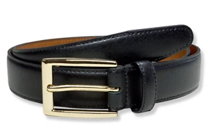 Brooks Brothers schwarz goldfarben Made in USA Echtledergürtel gerade 36W BB-317 - Bild 1 von 2