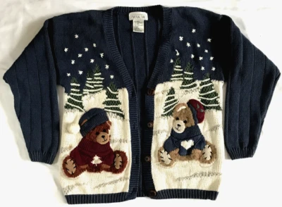 Cárdigan Suéter Tejido Oso de Peluche Mandal Bay Vintage Informal Preppy Vacaciones Mujeres Foto 1 de 4