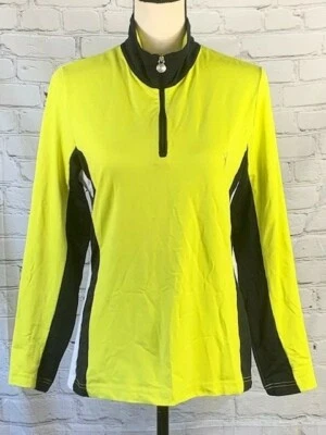 Golfino Long Sleeve 1/3 Zip Green White Black Logo Polo Golf Top US Size 12 - Image 1 of 4