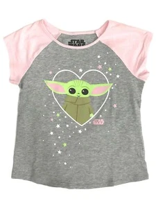 Jumping Beans Star Wars Girls Gray & Pink Baby Yoda T-Shirt Tee Shirt - Picture 1 of 1